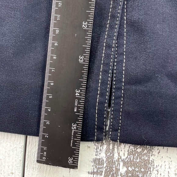 Tahari Arthur S Levine Petite 6P Navy Jacket Women's Long Coat Contrast Stitch - Picture 6 of 7